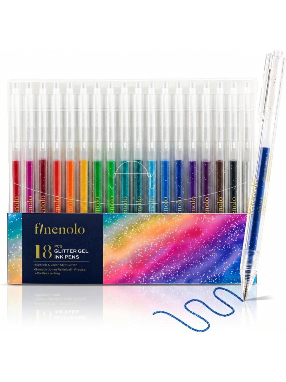 Vibrant Glitter Gel Pens Set - 1mm Fine Tip, 18 Colors, Retractable Art Supplies